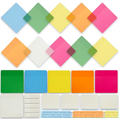 700PCS Transparent Sticky Notes Pad, Clear Self-Stick Notes Colorful Waterproof with Matte Finish-Ink Will Stay and Dry Instantly for Home, Office,Notebook Use,21 Packs (3″x3″, 2″x1.5″, 0.5″x 1.8″)