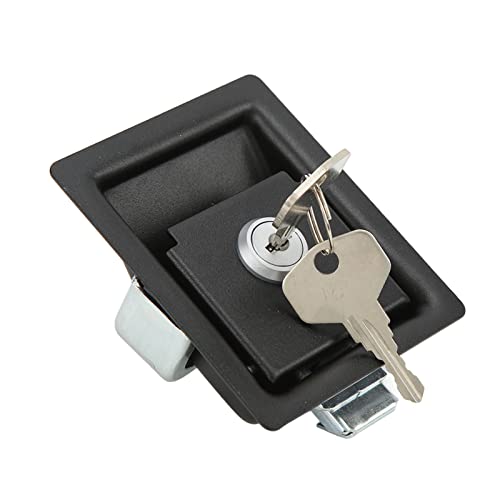 RV Door Latch, Trailer Door Lock RV Interior Cabinet Panel Handle Lock Carbon Steel with 2 Keys Replacement for Campers Trailers