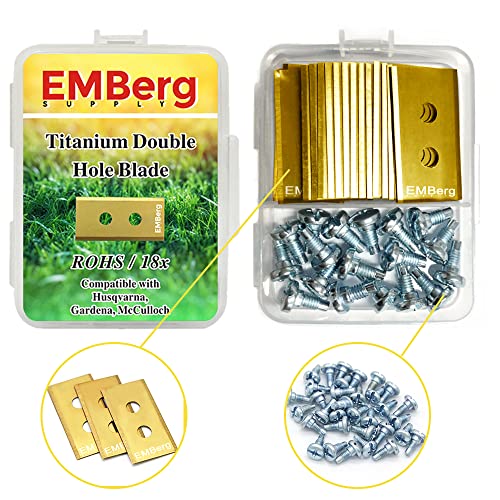 EMBerg Double Hole Endurance Blade for All Husqvarna Automower Gardena McCulloch Robotic Lawnmower Mowing Lawn Mower Robo Robot Accessories Replacement Blade for 315 430 435 450 and Others (Titanium)