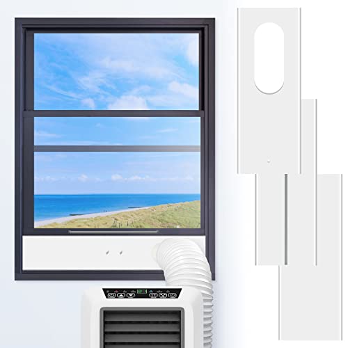 AGPTEK Window Seal for Air Conditioner with 2 in 1 Coupler, Upgraded Portable AC Replacement Sliding Window Kit, Adjustable Length Panels for Air Conditioner Exhaust Vent Hose of 5.1″/5.9″ Diameter
