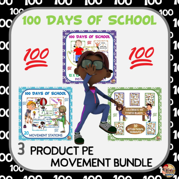 100 Days of School- 3 Product PE Movement Bundle