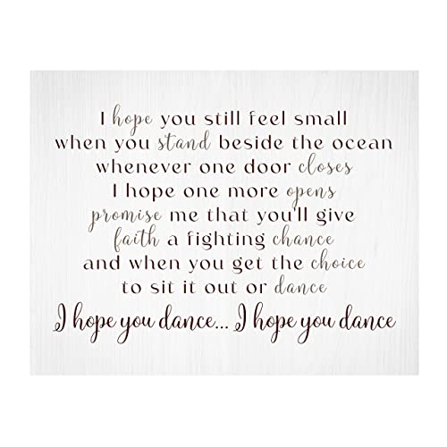 “I Hope You Dance” Country Music Song Art Print -14 x 11″ Inspirational Song Lyrics-Wall Art Decor-Ready to Frame. Rustic Typographic Print. Home-Bedroom-Studio Decor. Perfect Gift For Country Fans!