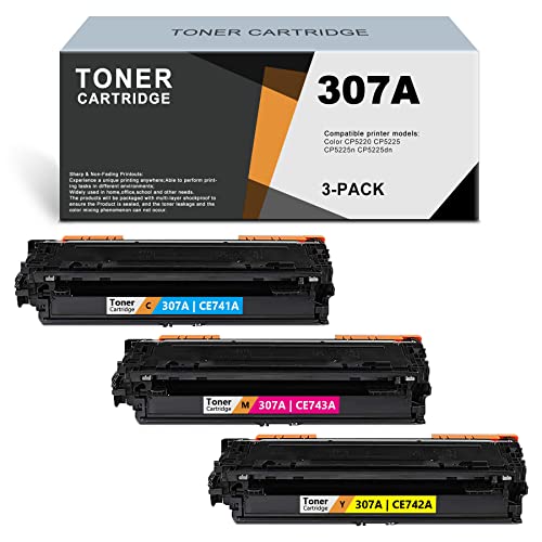 ARSEINK Compatible 307A CE741A CE743A CE742A Remanufactured Toner Cartridge Replacement for HP CP5220 CP5225dn CP5225 CP5225n Printer(3 Pack, C/M/Y)