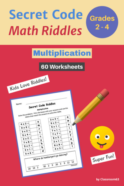 Secret Code Math Riddles – Multiplication: 60 Worksheets: Grades 2-4