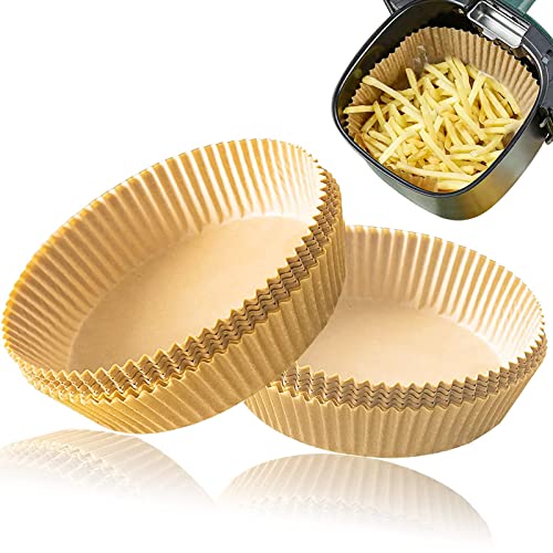 Air Fryer Liners,100Pcs Air Fryer Paper Liners,Non-Stick Air Fryer Liners Disposable for 3-5QT Air Fryer Waterproof and Oil-proof Food Grade Baking Parchment liners for Microwave Oven Baking