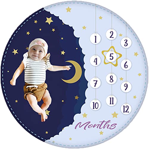 DERSEN Baby Monthly Milestone Blanket Unisex | Baby Milestone Blanket Boy, Girl Baby Growth Chart Blanket