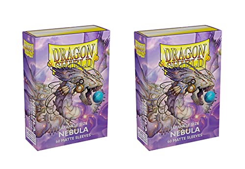 Dragon Shield Bundle: 2 Packs of 60 Count Japanese Size Mini Matte Card Sleeves – Matte Nebula