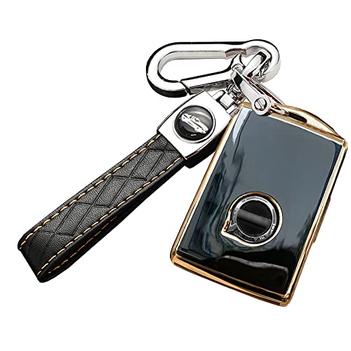 ontto for Volvo 2018 2019 2020 Car Key Cover Keyless Entry Smart Remote Key Fob Case TPU Key Skin Key Shell Black