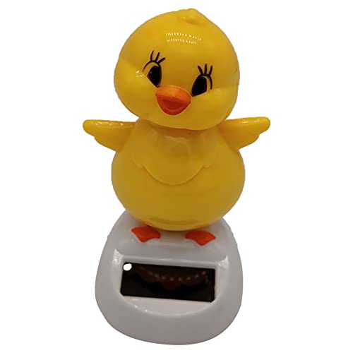 RUIYELE Solar Powered Shaking Toy Animal Car Dashboard Dancing Figure Toy Colorful Creative Car Bobbleheads Decorative Ornament for Car Interior Home Decorative Supplies, Yellow Chicken