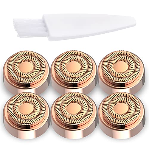 Facial Hair Remover Replacement Heads: Generation 2 Replacement heads for Finishing Touch Flawless Gen 2 For Women, Double Halo Painless and Smooth As Seen On TV, 18K Gold-Plated Rose Gold 6 Count