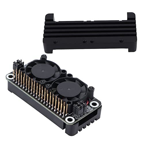 Dual Cooling Fans with Aluminum Alloy Heatsink for Raspberry Pi Zero 2W, RGB Lights Support GPIO PWM Control, Come with Screwdriver