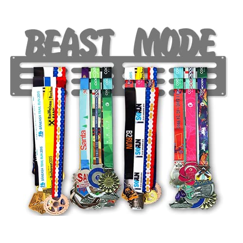 Beast Mode Medal Hanger Wall Display – Sports Medal Hanger Display for Kids, Adults – Metal Wall Medal Display — Medal Holder Display Hanger Rack Medals – Easy to Install and Made in USA – Silver