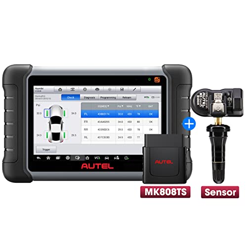 Autel MaxiCOM MK808TS TPMS Scanner with 1 Rubber MX-Sensor, Updated from MK808/MX808/MK808BT+TS608/TS601, Auto Diagnostic Scan Tool with 28+ Service, All System Diagnosis, TPM Relearn & Programming
