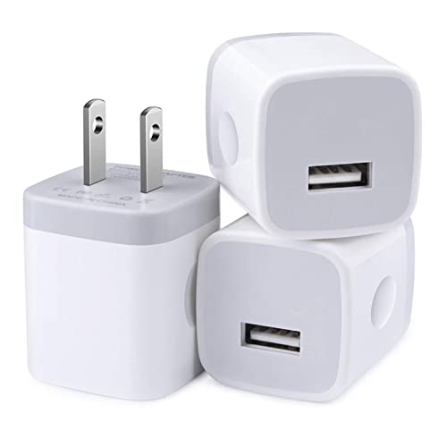 USB Wall Charger, Charger Block, 3-Pack Charging Cube 1A/5V One-Port Charging Block Charger Box for iPhone 14 13 12 11 Pro Max, SE,XR/XS/X,8/7/6, iPad, Samsung Galaxy S22 S21 A13,Note 20, LG, Pixel 6