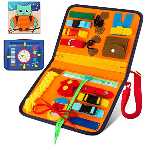 Ceegook Busy Board, Toddler Montessori Toys Sensory Board Early Educational Toy for 1 2 3 4 Year Old Girls Boys, Toddlers Learning Fine Motor Skills Toy for Travel Birthday Gifts