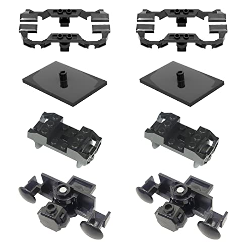 HMANE 10Pcs Train Parts and Pieces Black Train Wheels for RC Trains, Train Wheel, Train Buffer Beam with Sealed Magnets Compatible with Lego