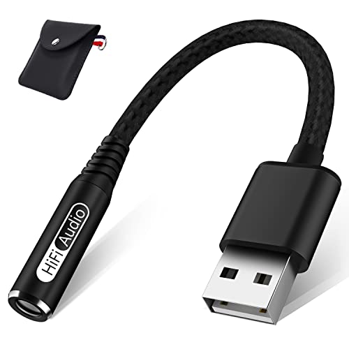 Gsangoo USB to Audio Jack Adapter, External Sound Card DAC Chip USB to Aux Adapter Dongle Cord Convertor Support TRRS Microphone Stereo USB to 3.5mm Headphone Jack Adapter for PC PS4 PS4 Linux Laptop
