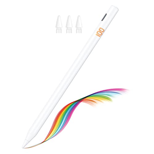 Stylus Pen for iPad with LED Power Display, Capacitive Stylus MKQ Active Pencil with Palm Rejection, Tilt Sensitivity, Magnetic Function, Compatible with iPad 2018 and Later Versions