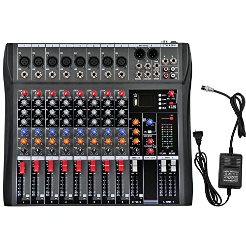 funchic USB Pro 8 Channel Bluetooth Live Studio Audio Mixer Sound Board Mixing Console for Music
