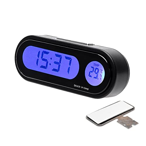 2 in 1 Car Interior LED Digital Clock Thermometer, Digital Temperature Dashboard Clock,LCD Backlight Car Clock ,Support 12h/24h Transformation Mode