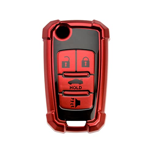 Xotic Tech Red TPU Iron Armor Style w/ Printed 4-Button Key Fob Shell Cover Case, Compatible with Chevrolet Camaro Cruze Equinox or Buick Allure Encore or GMC Terrain Smart Keyless Entry Key