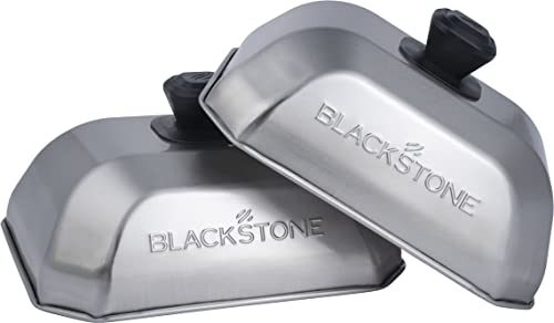 Blackstone 5207 Rectangle Basting Cover Small 2-Pack Griddle Accessories, Stainless Steel, Cheese Melting Dome and Steaming Cover, Best for Use on Flat Top Griddle Grill Cooking Indoor or Outdoor