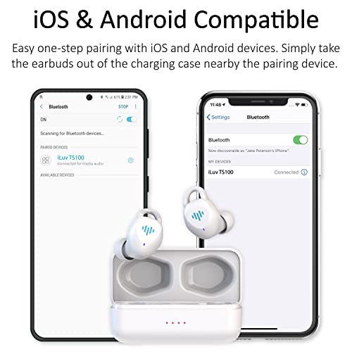 iLuv TS100 Sports Wireless Earbuds, Secure Earhooks, Bluetooth, Built-in Microphone, IPX7 Waterproof & Shock Protection, Compatible with Apple & Android; Includes Charging Case and 4 Ear Tips, White | The Storepaperoomates Retail Market - Fast Affordable Shopping