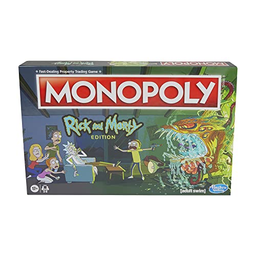Monopoly: Rick and Morty Edition Board Game, Cartoon Network Game for Families and Teens 17+, Includes Collectible Monopoly Tokens (Amazon Exclusive)