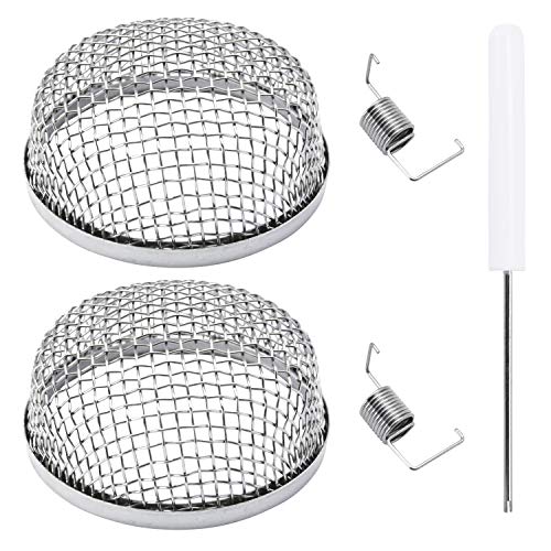 Leisure Coachworks RV Furnace Vent Screen – 2 Pack Flying Insect Bug Cover Camper Heater Exhaust Vents – 2.8″ Stainless Steel Mesh Screens – Installation Tool Included