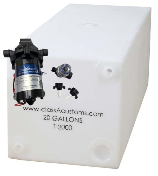 Class A Customs | 20 Gallon RV Concession Fresh Water Tank & 12 Volt Water Pump | T-2000-PUMP