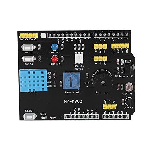 Multi-Function Expansion Board, Expansion Board Passive Buzzer Brightness Sensor Full Color LED Module 9‑in‑1 for Professional Use for Easily Learn