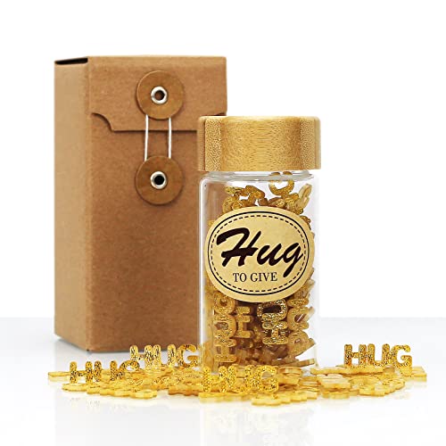 Jar of Hugs – 50 Pcs HUG Color Acrylic Letter Piece – Hugs to Give Those You Miss – Gift Jar for Valentine’s Day- Birthday/Anniversary/Mother’s Day/Father’s Day/Holiday – Husband/wife/father/mother/relatives/colleagues/classmates (HUG-50Pcs)