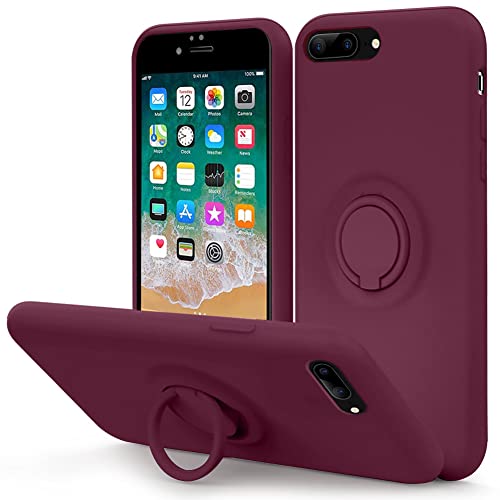 MOCCA for iPhone 7 Plus Case, iPhone 8 Plus Case 5.5 inch with Ring Kickstand | Super Soft Microfiber Lining Anti-Scratch | Full-Body Shockproof Protective Case for iPhone 7 Plus / 8 Plus – Wine Red