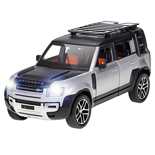 1/24 Diecast Model Car Pullback Vehicle Toy Collection for Land Rover New Defender 110, Kids Gift, with Sound and Light
