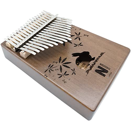 HIAREUOK 17 Keys Kalimba Thumb Piano Solid Wood with Tune Hammer and Study Instruction, Gift for Kids Adult Beginners