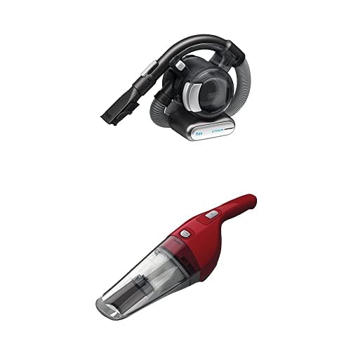 BLACK+DECKER 20V Max Flex Handheld Vacuum with Pet Hair Brush, Cordless, Grey (BDH2020FL) Handheld Vacuum, Cordless, Chili Red (HNV220BCZ26FF)