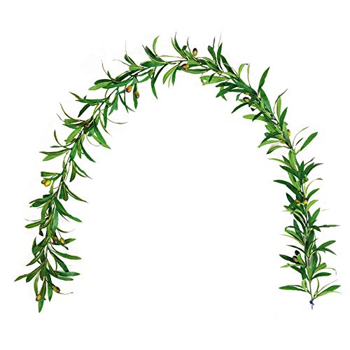 SMLJFO Artificial Olive Leaf Vines, Olive Branch Greenery Garland with Fruit, Ivy Vines Leaf Greenery Ornament for Home Garden Office Wedding Greenery Decorations