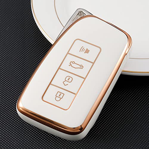 RYE for Lexus Key Fob Cover, Soft TPU Key Fob Case Full Protection for Lexus RX is ES GS LS NX RS GX LX RC LC Smart Key – White