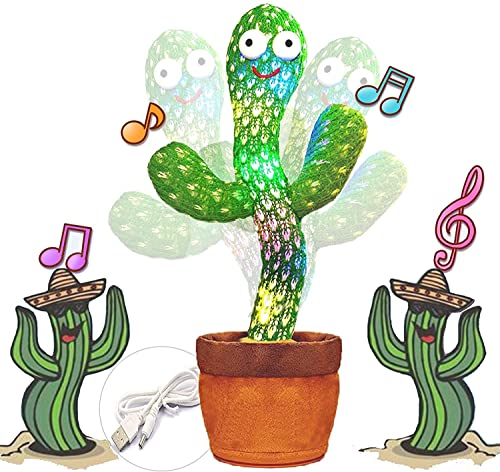 Magccby Dancing Cactus,Talking Cactus Toy,Sunny The Cactus Repeats What You Say,Electronic Dancing Cactus Toy with Lighting,Singing Cactus Recording and Repeat Your Words,Cactus Mimicking Toy for Kids