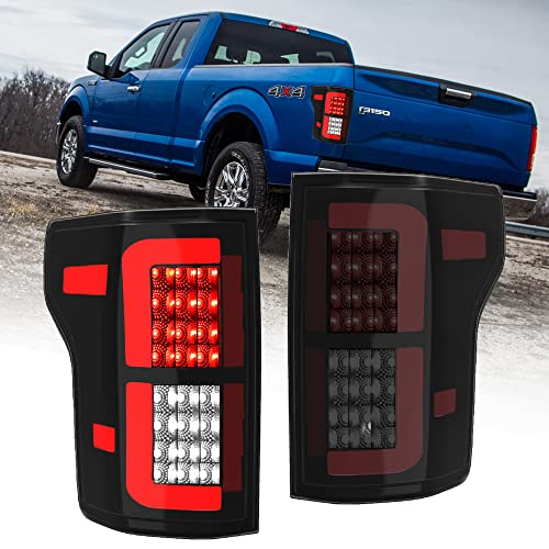 DRFG LED Tail Lights Compatible for F150 2015 2016 2017 2018 2019 2020 LED Tail Lamp for Ford Smoke lens Taillight Assembly Passenger and Driver Side