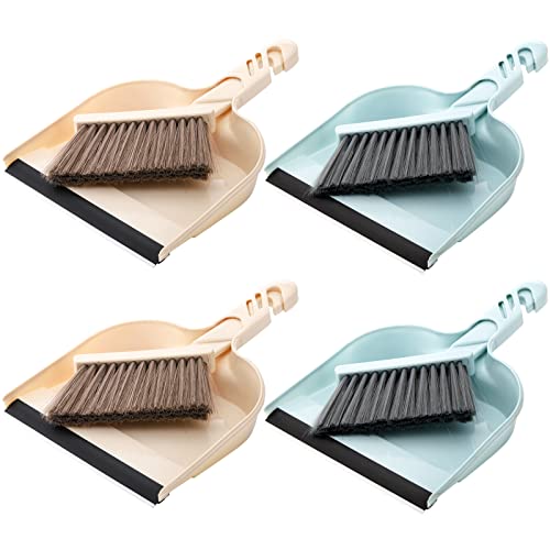 Jucoan 4 Pack Dustpan and Brush Set, Small Portable Dustpan with Brush for Cleaning Home Office School Classroom Desk Table Countertop Sofa Bed