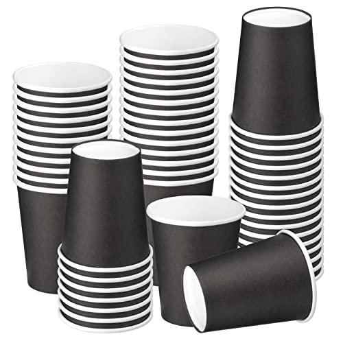 Nitlak 50 Pack 8oz Black Disposable Paper Coffee Cups, Hot Cup Coffee Cups, Paper Tea Cup, Party Beverage Cups, Hot / Cold Beverage Drinking Cup for Office, Party, Restaurant, Home.