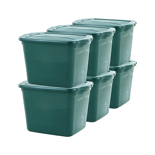 Rubbermaid ECOSense Storage Containers with Lids, 18 Gal Pack of 6, Durable and Reusable Stackable Storage Bins for Garage or Home Organization, Made From Recycled Materials