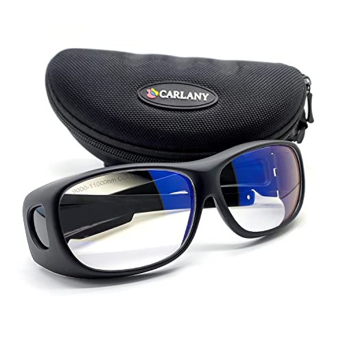 Carlany CO2 Laser Eye Protection Glasses, 9000nm-11000nm / 10600nm Wavelength Safety Protective Goggles OD 5+, Filtering Technology by Way of Absorption Safety Goggles for Laser Cutting and Engraving