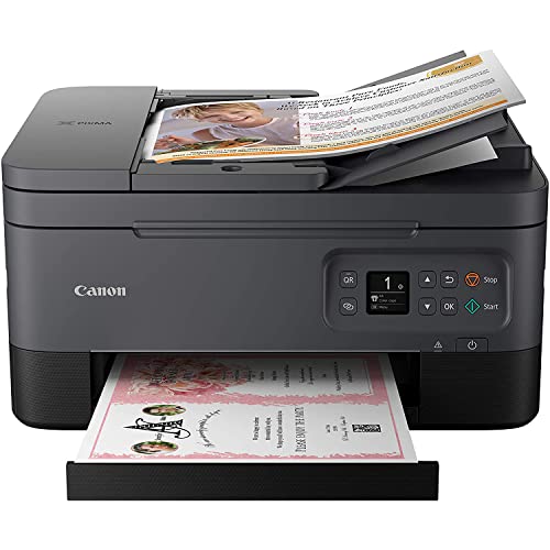 Canon PIXMA TR70 22 All-in-One Wireless Bluetooth Color Inkjet Printer, Black – Print Copy Scan – 1.44″ OLED, 13 ipm, 4800×1200 dpi, 8.5×14, Auto 2-Sided Printing, 35-Sheet ADF, BROAGE Printer Cable
