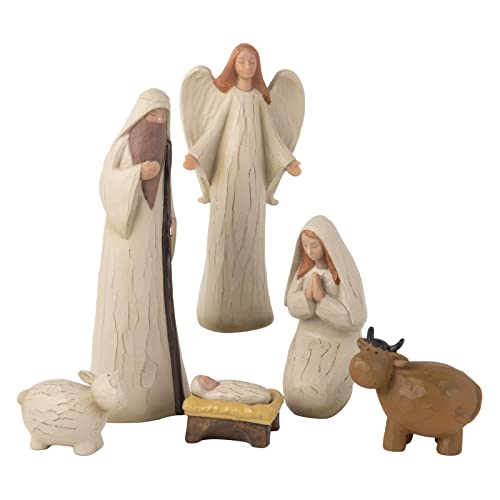 LC LCdecohome Nativity Sets for Christmas Indoor – 6 Piece Nativity Set Hand-Painted Sculpted Nativity Scene Nativity Sets Figurines Christmas Nativity Set Resin Collectible Figurine Set Home Decor