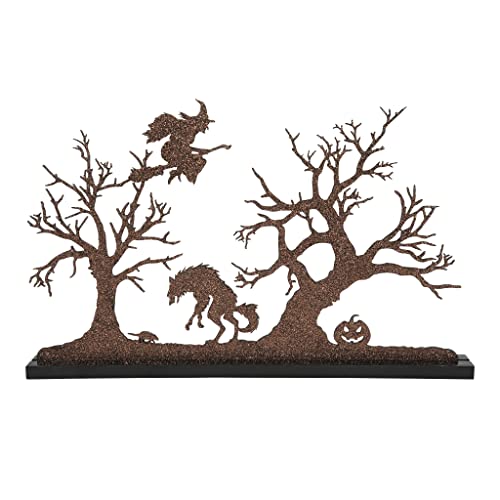 Department 56 Village Halloween Accessories Haunted Woods Silhouette Backdrop Figurine, 9.8 Inch, Brown