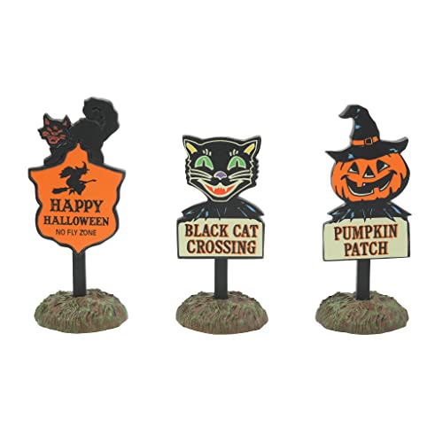Department 56 Village Accessories Halloween Signs Figurine Set, 3 Inch, Multicolor