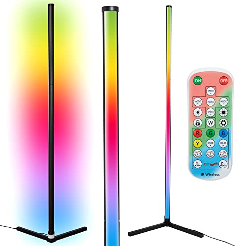 CZYAM LED Corner Floor Lamp Modern Dimmable Floor Lamps RGB Color Changing Floor Lamp for Living Room Bedrooms with Voice/ Remote/ App Control, Music Sync