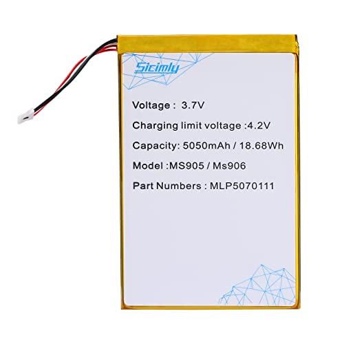 Sicimly 5 line 5050mAh Replacement Batteries fit for AUTEL MS905 MS906 MaxiSys Mini MLP5070111 MK808 MK808BT MK808TS MY905